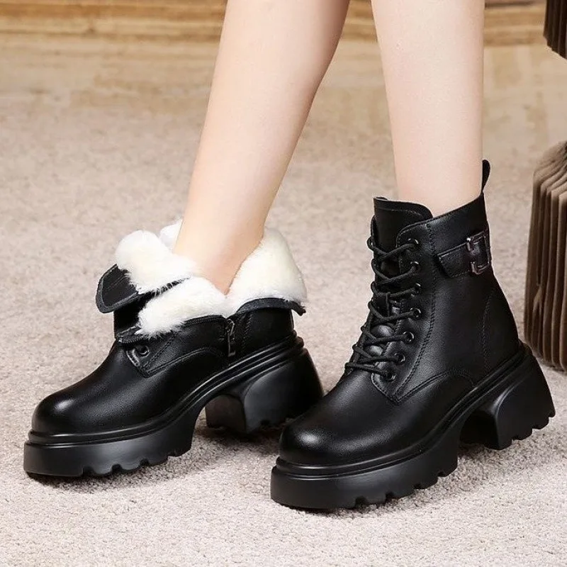 Winter Women Sneakers 2024 New Autumn Winter Cotton Boots   Plus Velvet  Thick Bottom Snow Boots Women Platform Cotton Shoes