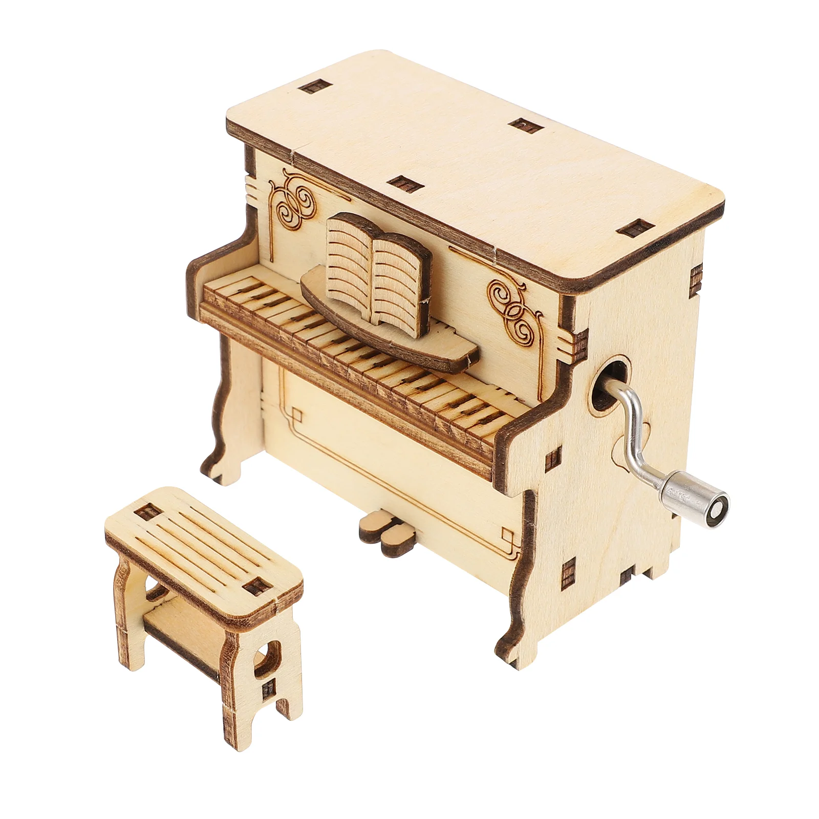 Piano Music Box Educational Toy Model Puzzle Self-Assembling Wooden DIY Assembled