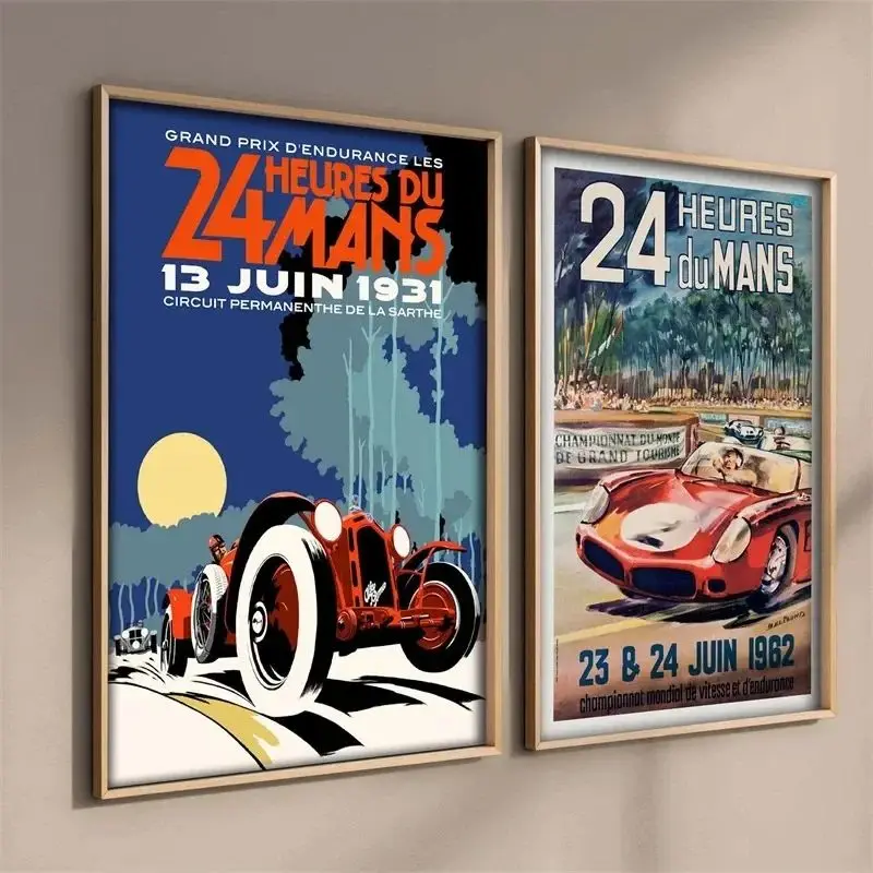 F1 24H Heures Du Mans Canvas Painting Formula Grand Track Edition Race Car Wall Art Prints Aesthetic Room Deco
