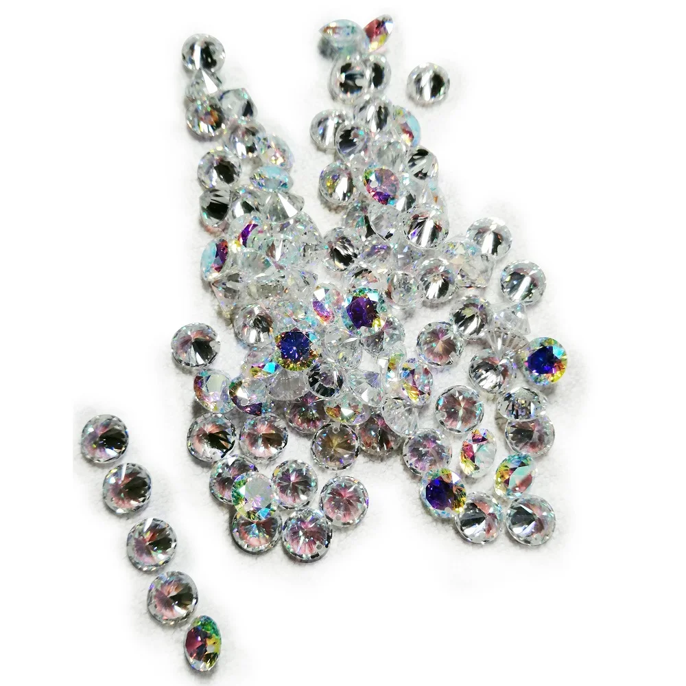 AB Color With A Hole Cubic Zirconia Stone 50pcs/lot 5.0~10mm 5A Round Cut Multi Colors Zirconia Stones Synthetic Gems