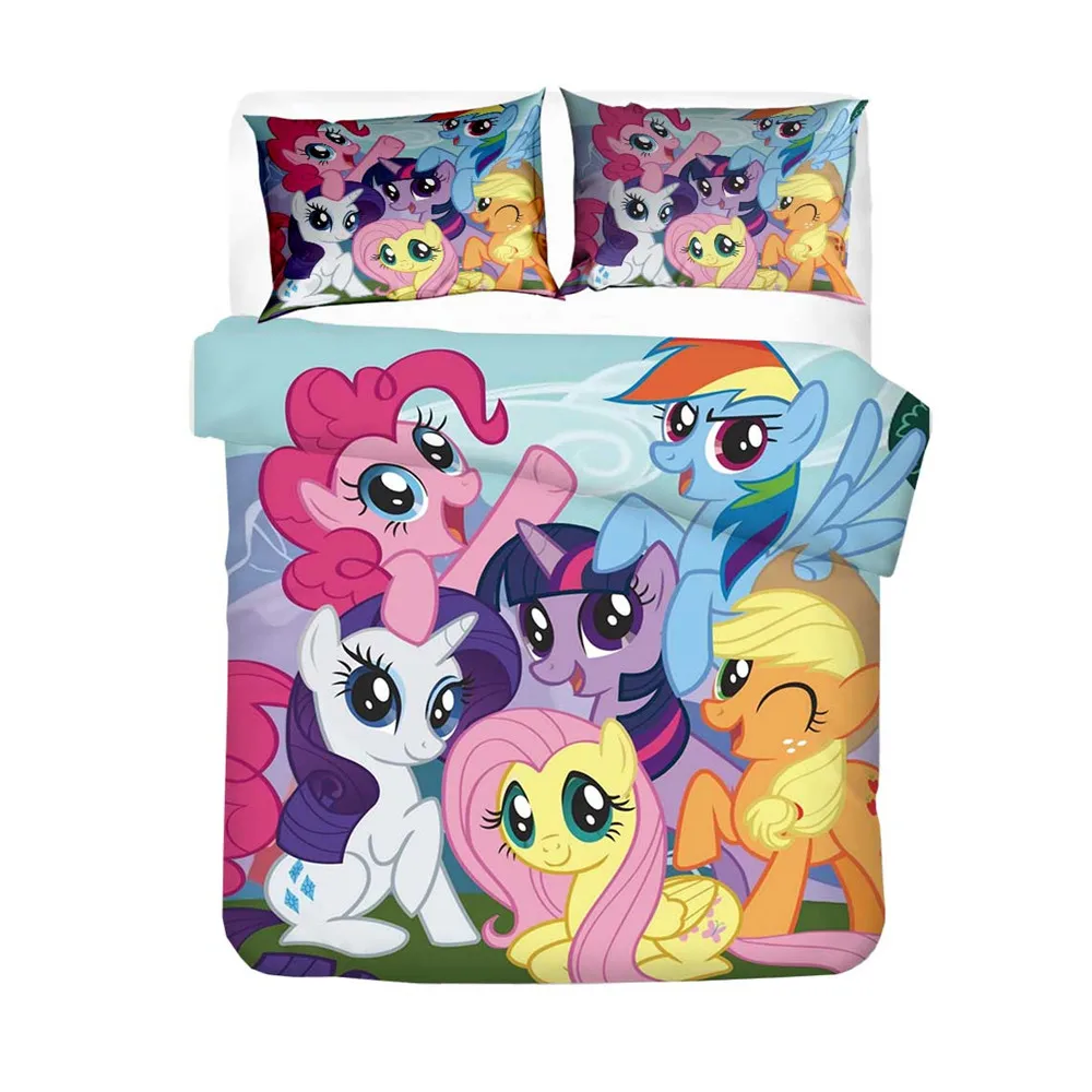 My Little Pony Quilt  Cover children Bedding Sets Pillowcase Cute Cartoon Baby Children's Bed Set Birthday Gifts