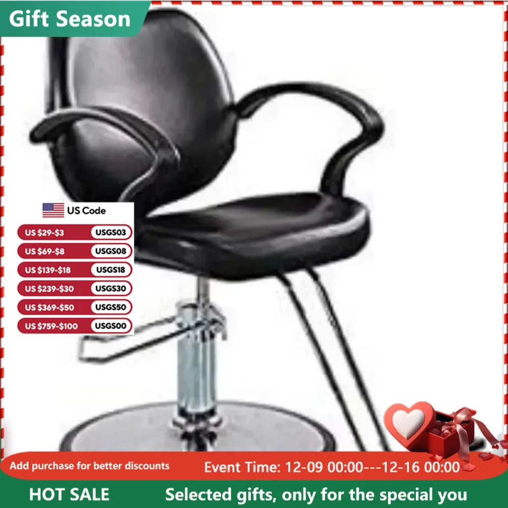 Barber Chair Professional Hair Beauty Salon Equipment Black Hydraulic Barber Styling Chair Furniture Swivel Commercial Chairs