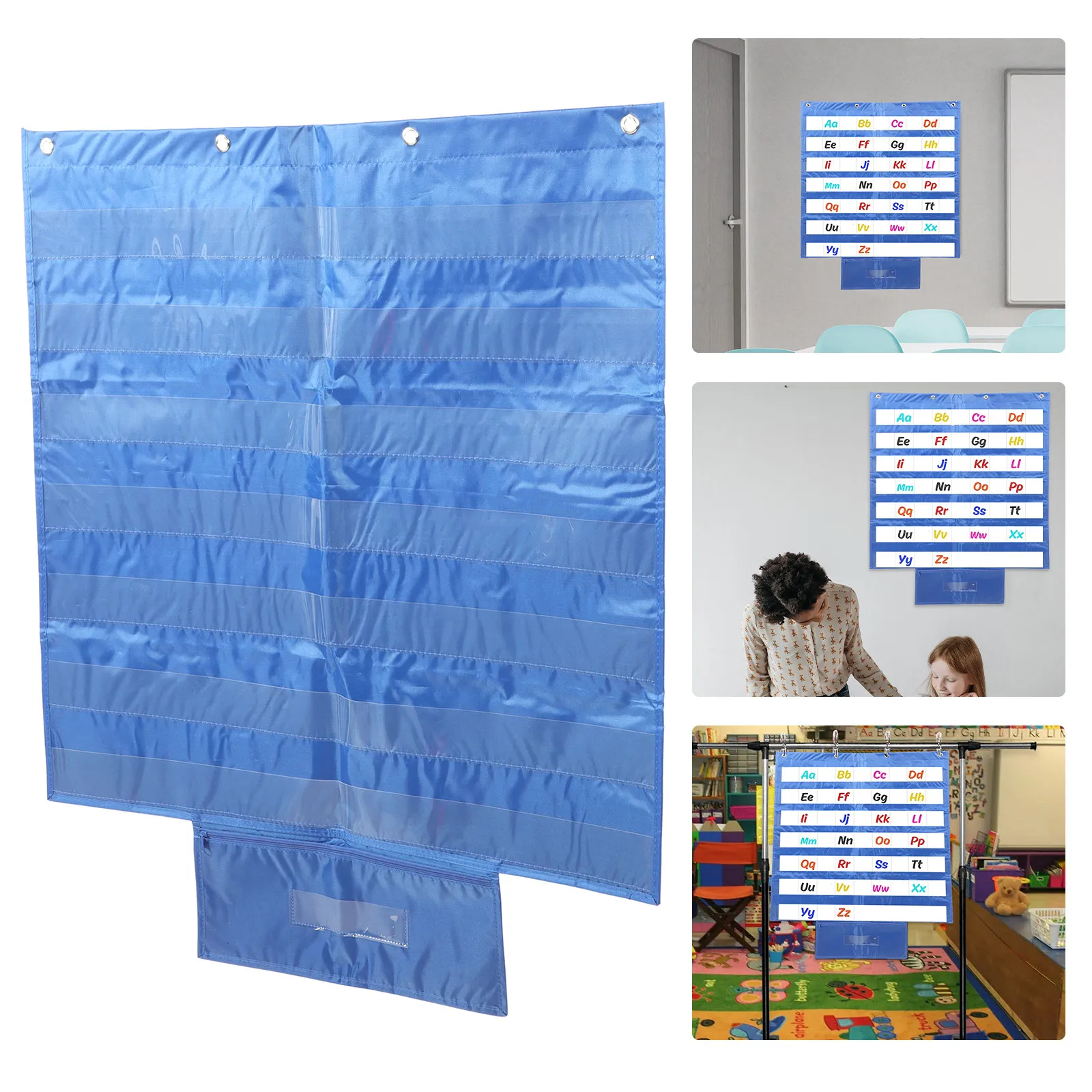 Standard Pocket Chart Made of Polyester PVC Hanging Wall Pocket Chart for Classroom Word Cards Teaching Supplies Organizer