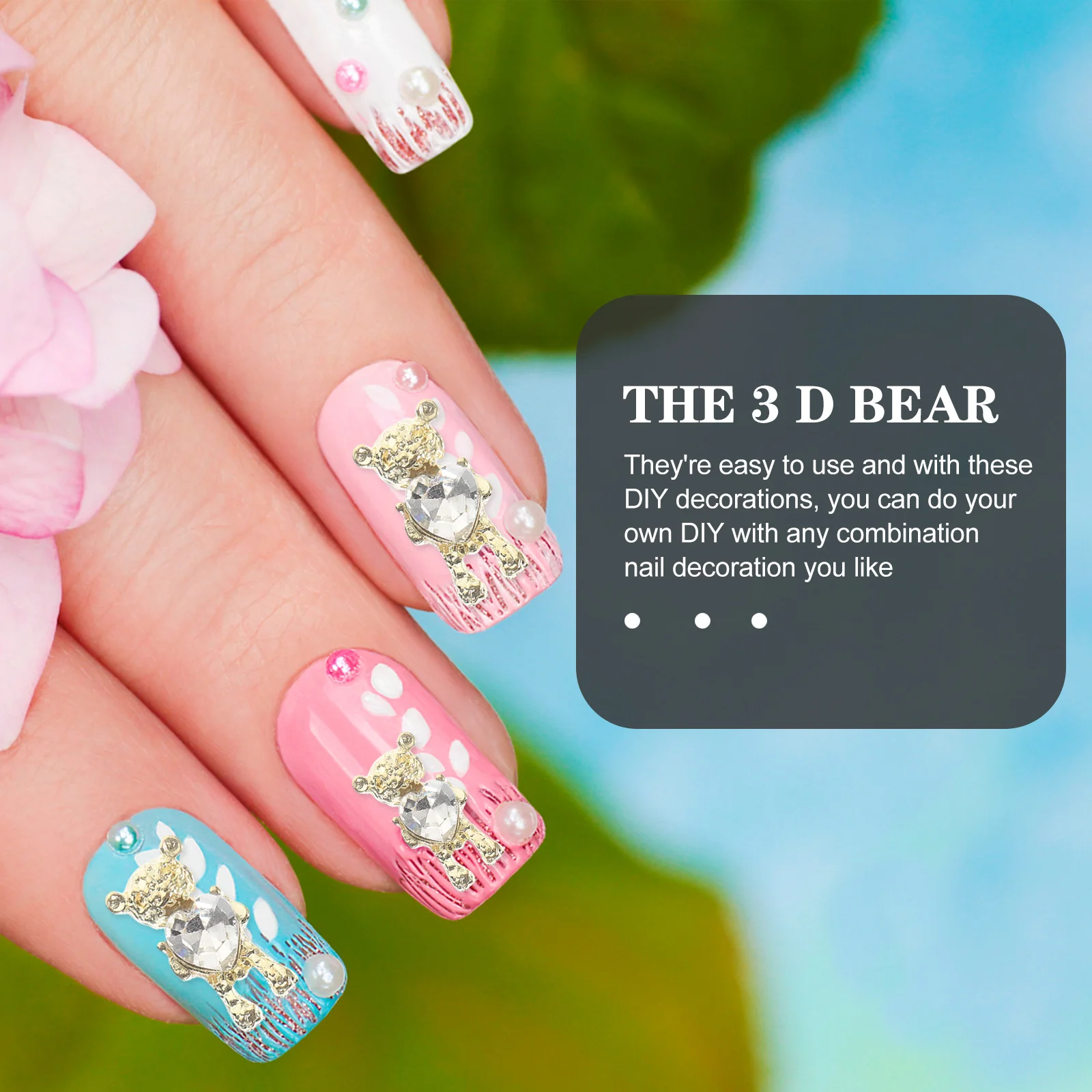 

20Pcs 3D Bear Nail Decors Durable Safe Material Quick Unique Nail Look Creation Time Money Saver Manicure Ornament