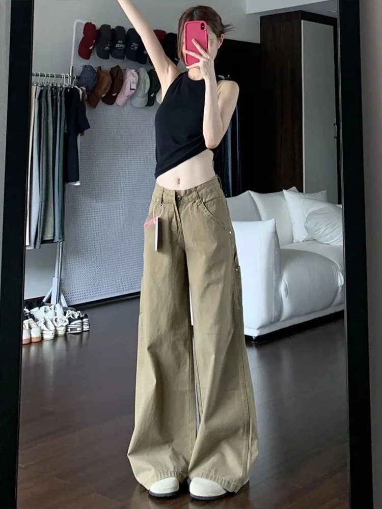 

Джинсы прямого кроя с высокой талией для женщин больших размеров, осенняя коллекция, для фигуры типа «груша», американский стиль, свободный крой