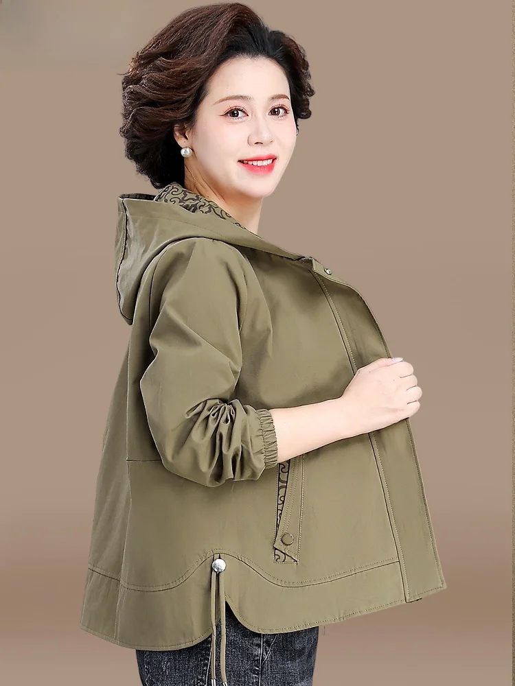 

Модная куртка для женщин старше 50 лет, весна-осень, новинка, корейский стиль, свободный крой, смесь полиэстера, на молнии