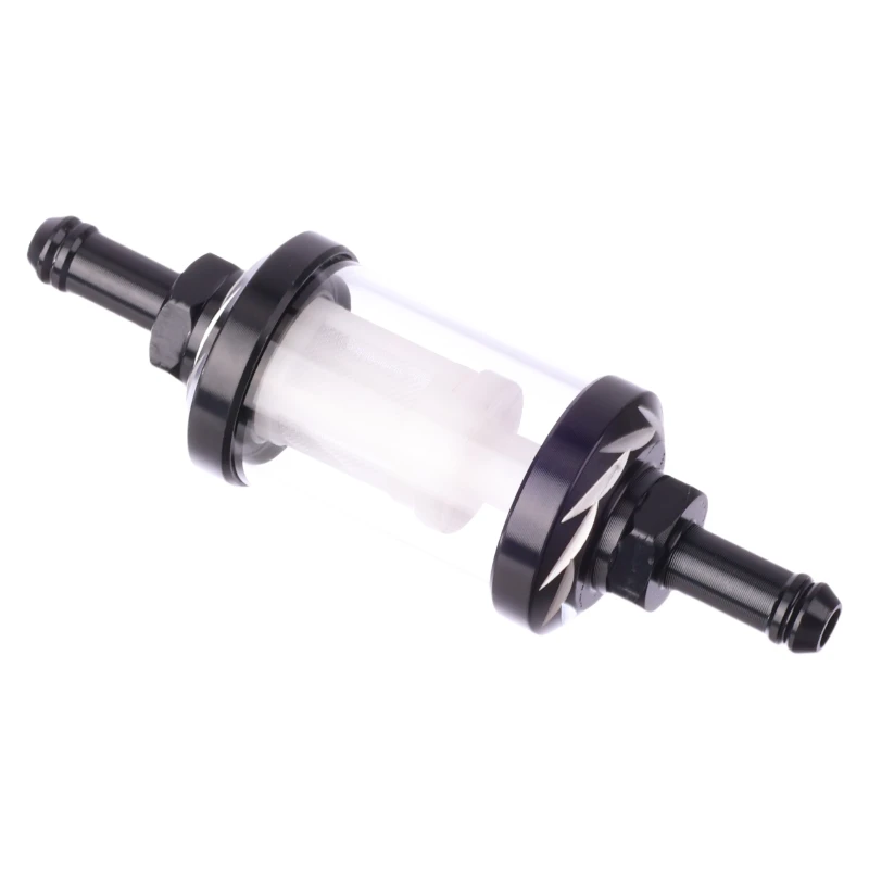 Motorcycle Oil Filter, Black Glass Shell with Plastic Filter Element, Universal Fit for Oil Flow Observation Filter