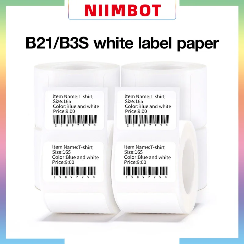 NIIMBOT B21/B1/B3S Full white series Thermal Label Sticker Paper Printable 20-50mm