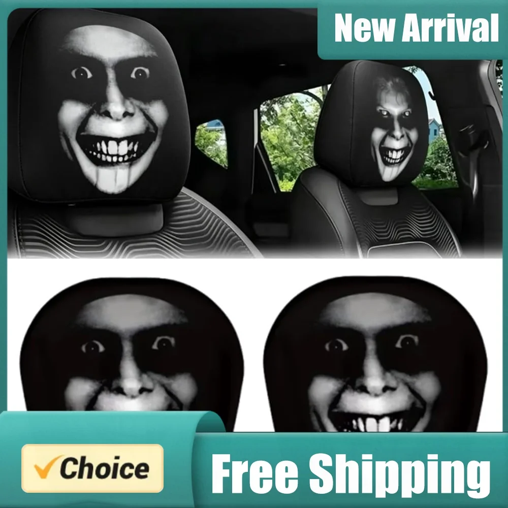 2PCS Car Seat Headrest Cover Stretchy Washable Printed Head Rest Protector Breathable Universal Fit for Most Cars Sedan SUV
