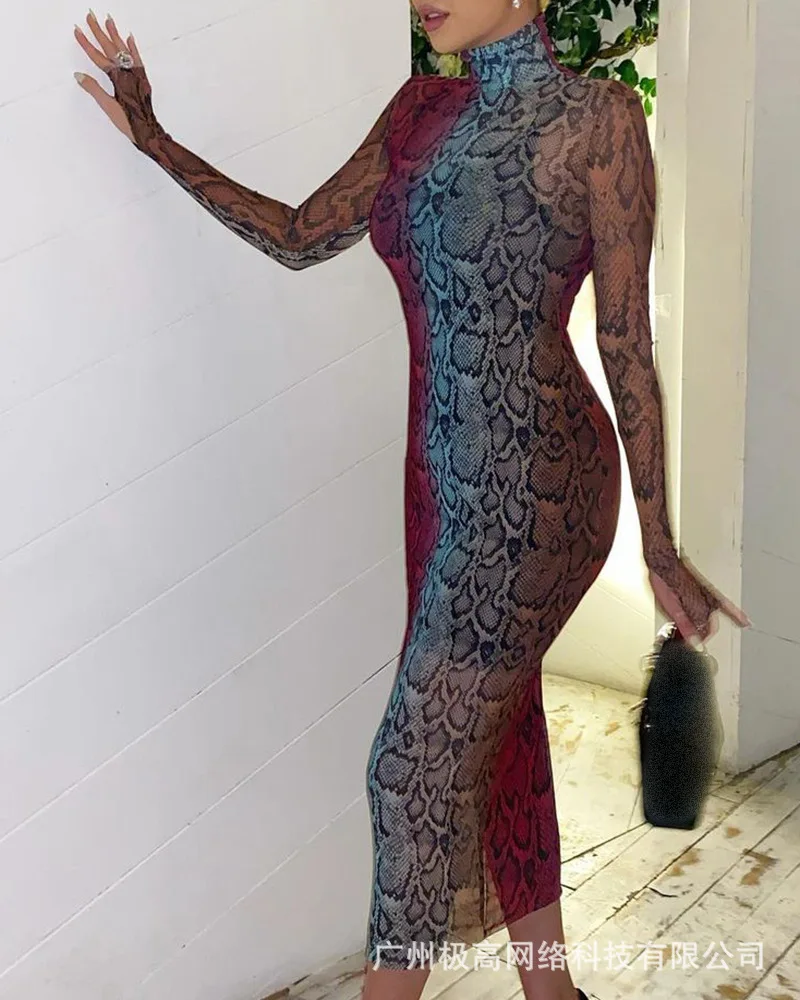 

2026 spring/summer new item in stock fashionable colorful snake print tight skirt