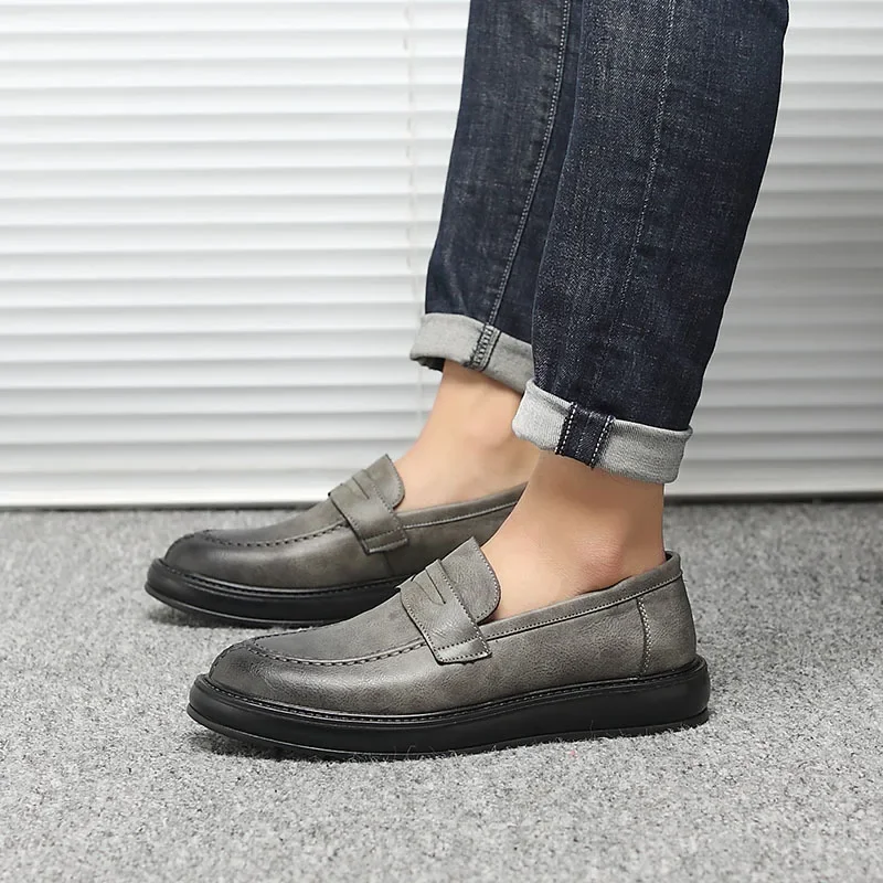 Round Toe Mens Dress Shoes Leather loafers Shoe Wedding Shoes Floral Print Men Flats Office party Formal Shoes zapatos de hombre