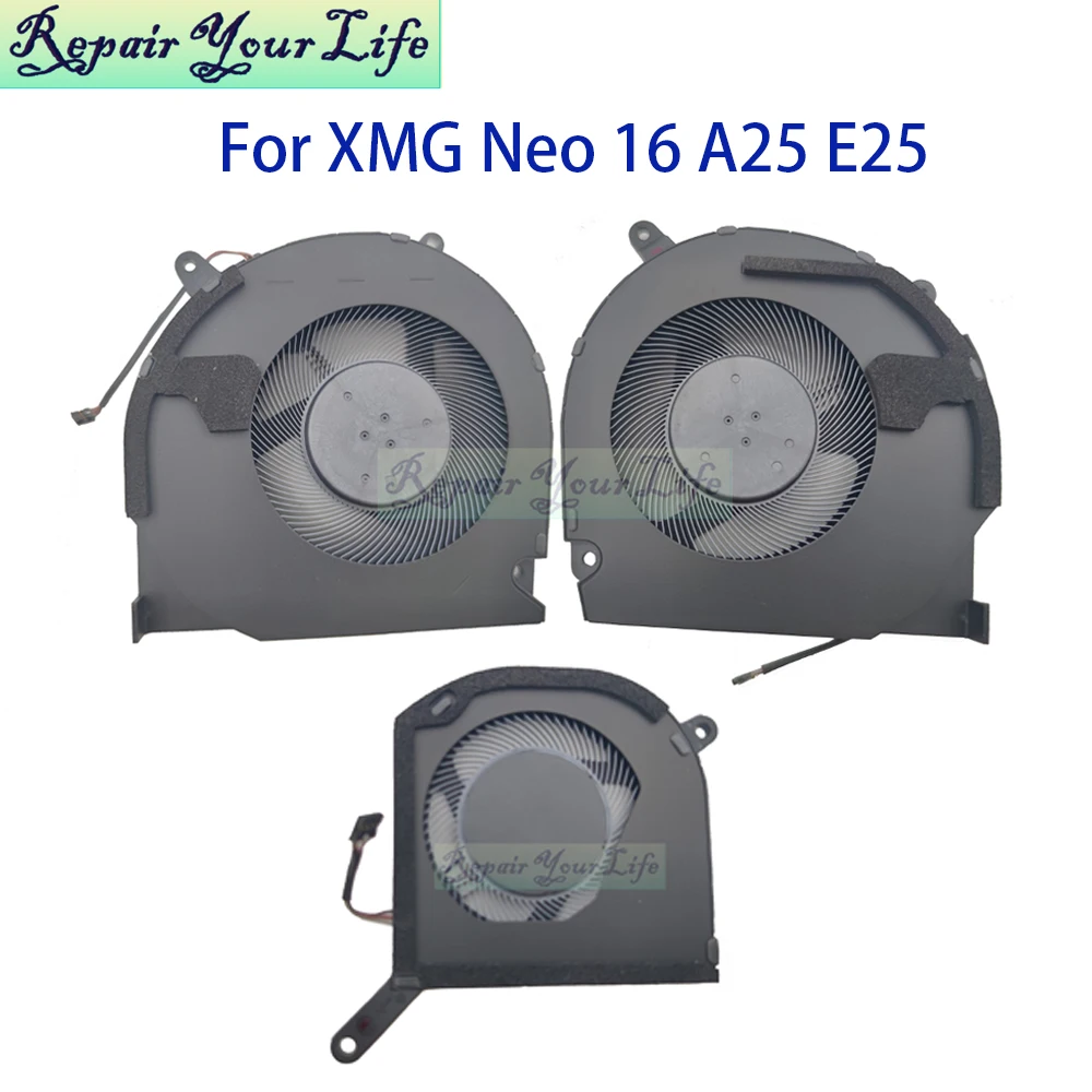 Notebook Cooler Fans For XMG Neo 16 A25 E25 2025 RTX 5080 5090 THER7X6AR8-3721 3731 DF1 DF2 DF3 VGA CPU GPU Fan Cooling Radiator