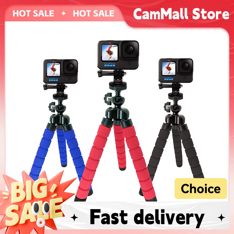 حوامل ثلاثية لـ Gopro Hero13 12 11 10 9 8 7 Black MAX ملحقات حامل ثلاثي الأخطبوط الصغير المرن لـ Go Pro 6 5 4 YI Eken SJCAM AKASO