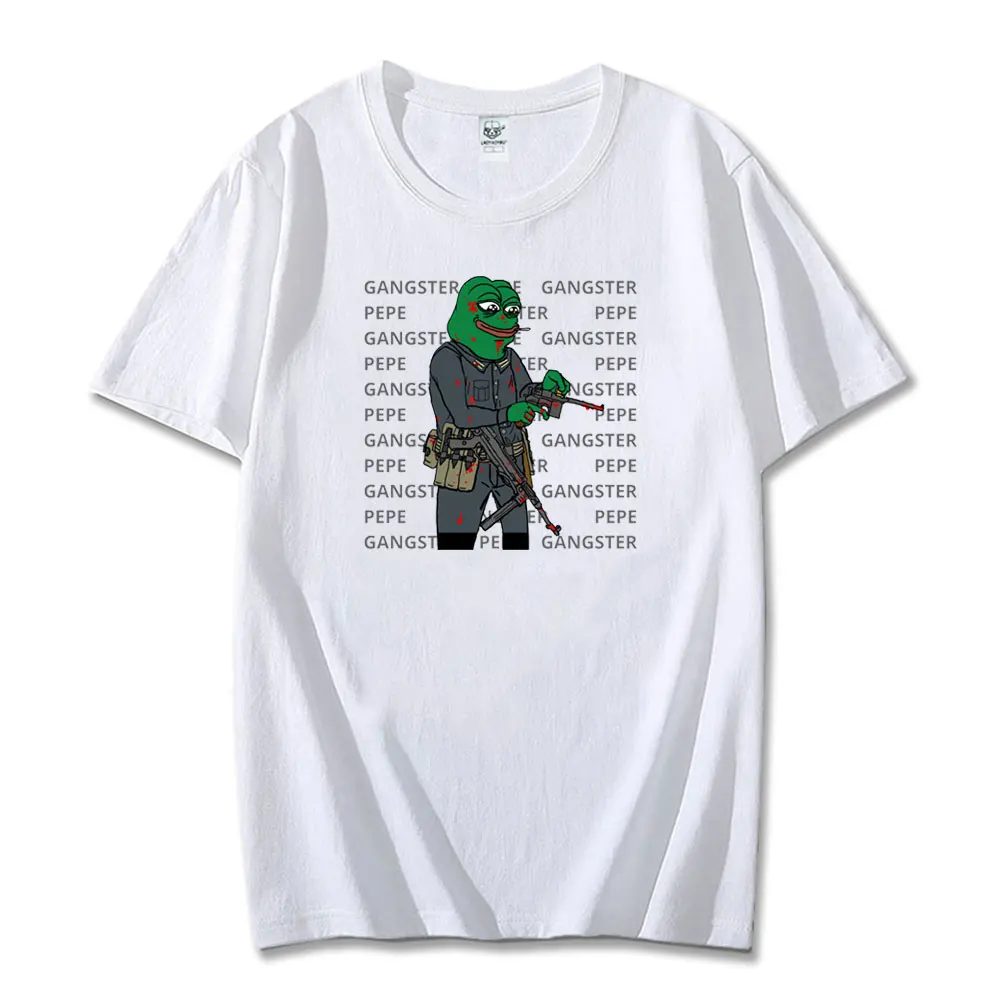 Funny Cartoon Hoodlum Pepe Frog Graphic T Shirt Frog Humor Fun Offensive Classics Y2k Clothes Fashion Streetwear Cotton Shirts