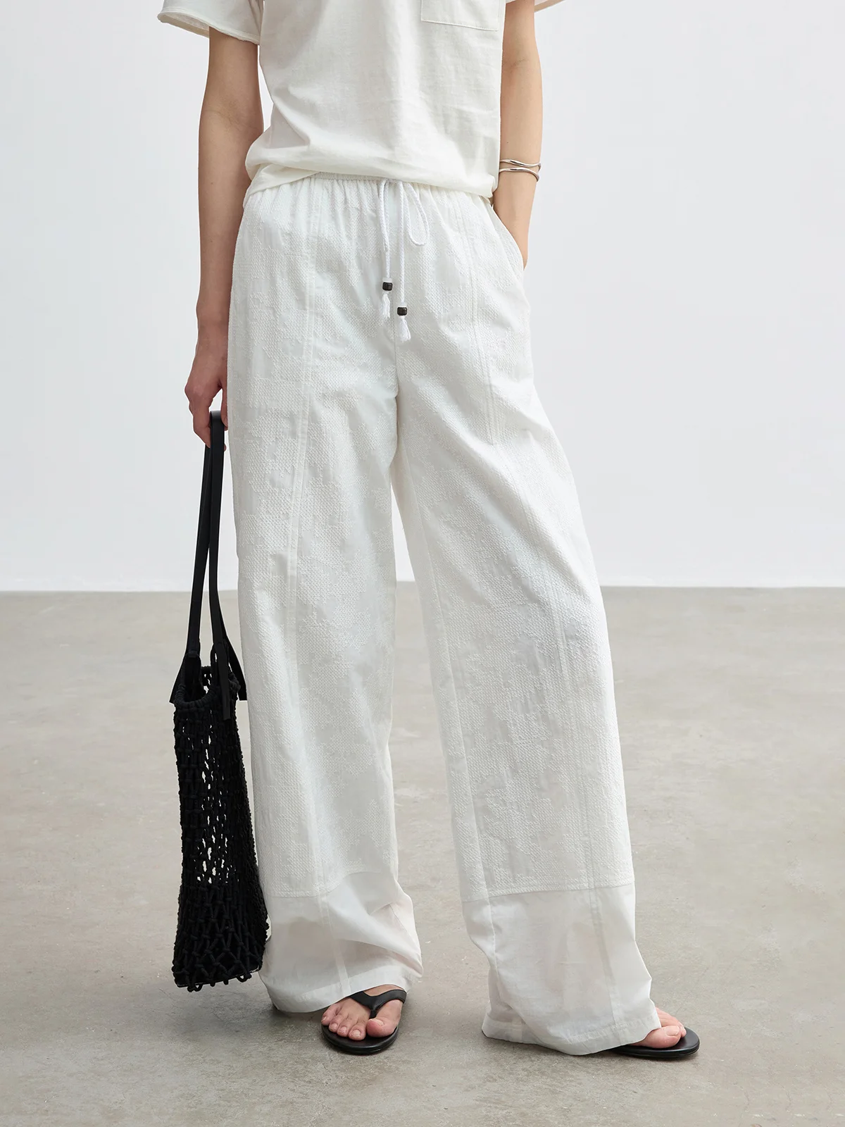 

Брюки JUSLIN в стиле ретро из хлопка с вышивкой и пэчворком, на эластичном поясе с завязками, повседневные, M0420, женские, свободного кроя, летний стиль