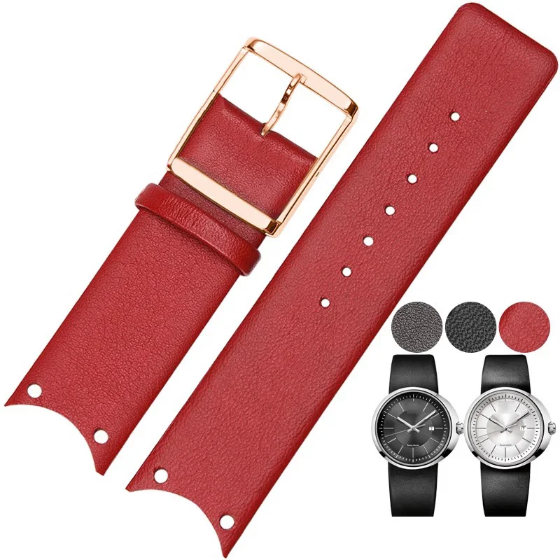 Genuine Leather Watchband For CK  KOV231 KOV232 Series  Special Curved Edge Ultra-thin Cowhide Watch Strap for Men  Women 22mm