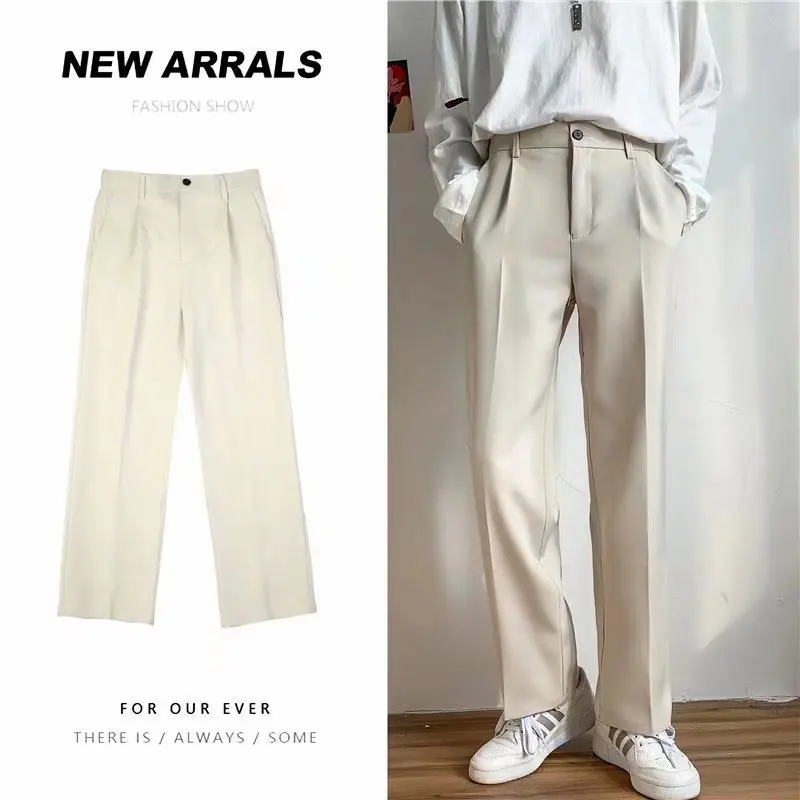

Korean Style Elegant Men's Pants Spring and Autumn Fashion Loose Casual Pants Wide Leg Straight Leg Trousers Men Clothing