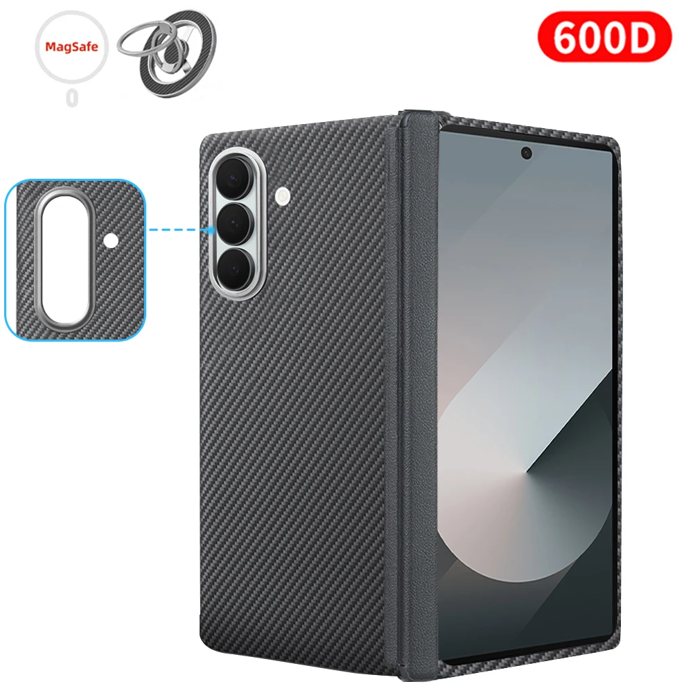 Voor samsung z fold 7 carbon case 600d kevlar aramidevezel magsafe stof ultradunne harde cover magnetische balck Slim light premium