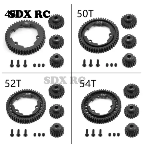 Steel 46T 50T 52T 54T Spur Gear with M1 18 20 22T Pinion Gear 6447 6449 for  1/5 X-Maxx 1/10 E-Revo 2.0 VXL MAXX Upgrades