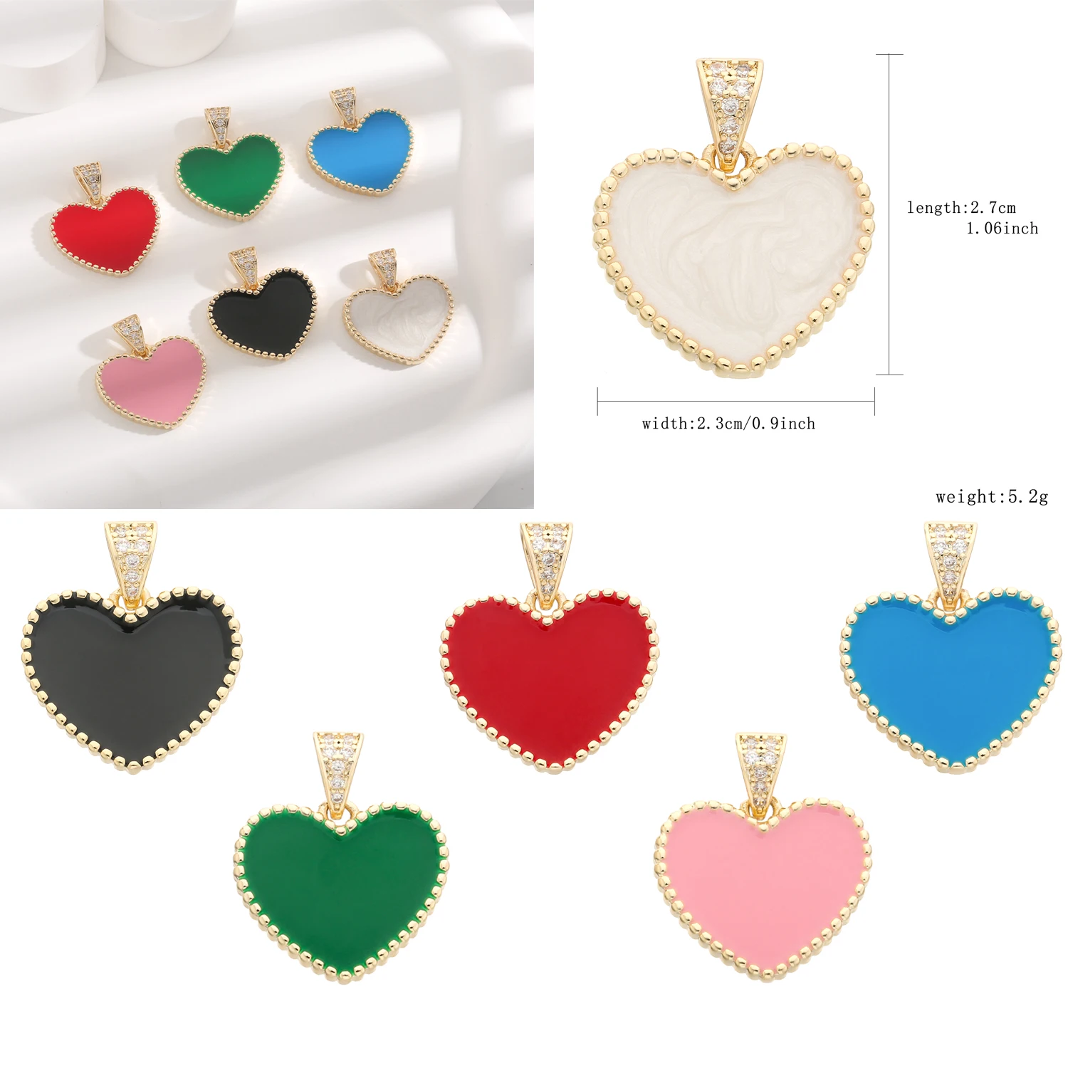 

Popular Jewelry Heart-Shaped Pendant for Men and Women Hip-Hop Jewelry 14K Gold-Plated Copper Material Commemorative Gift