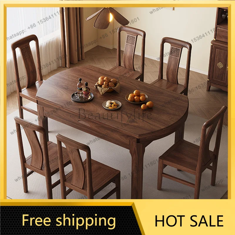 LJY Kitchen Coffee Dining Table Round Extendable Chairs Lounge Poker Dining Table Wood Mobile Mesas De Jantar Living Room Furnit