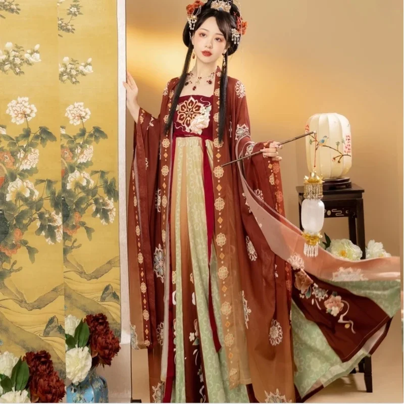 تنورة هانفو كبيرة الحجم للسيدات السمين مم تانغ نهر الرياح على الطراز الصيني بدلة خرافية يومية رفيعة مناسبة للربيع والصيف