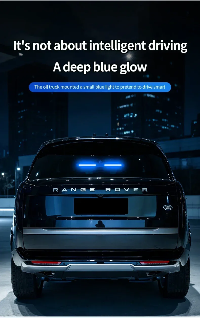 Solarbetriebene, intelligente LED-Dekorationsleuchte für das Auto, ohne Verkabelung, blaue Ambientebeleuchtung, automatische Vibrationssensor-Steuerung, Warnleuchte für die Heckscheibe. – Detail 10