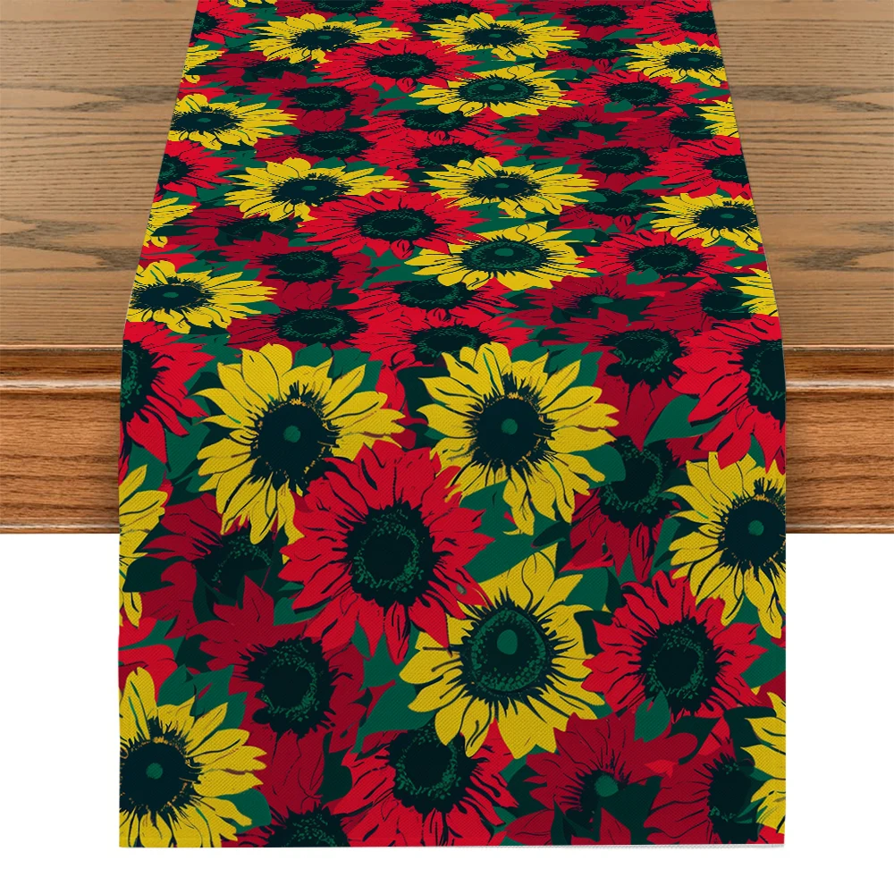 

June Sunflower Table Runners Washable Dresser Dining Coffee Table Runner Wedding Holiday Party Decor