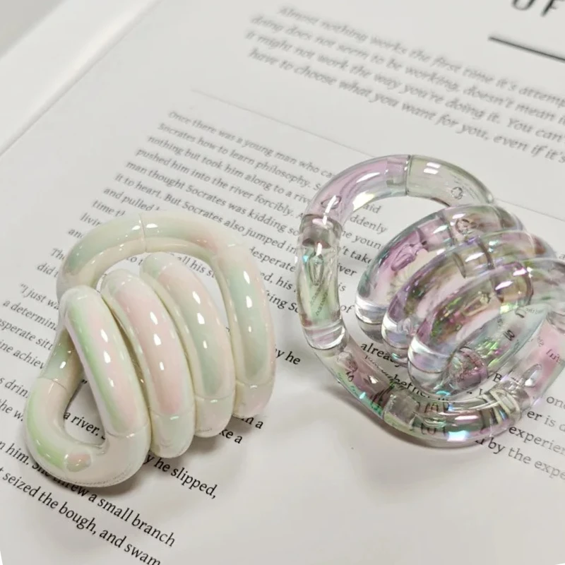 

Stress Relief Toy Electroplated Twist Rainbow Milk White Toy for Focus Anxiety Addiction Quitting, Metal Finger Fidget Toy