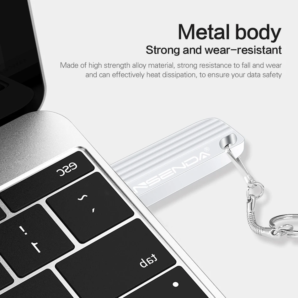 WANSENDA USB 2.0 USB Flash Drive logam Pen Drive 8GB 16GB 32GB 64GB 128GB Pendrive kunci stik memori Flash U Disk