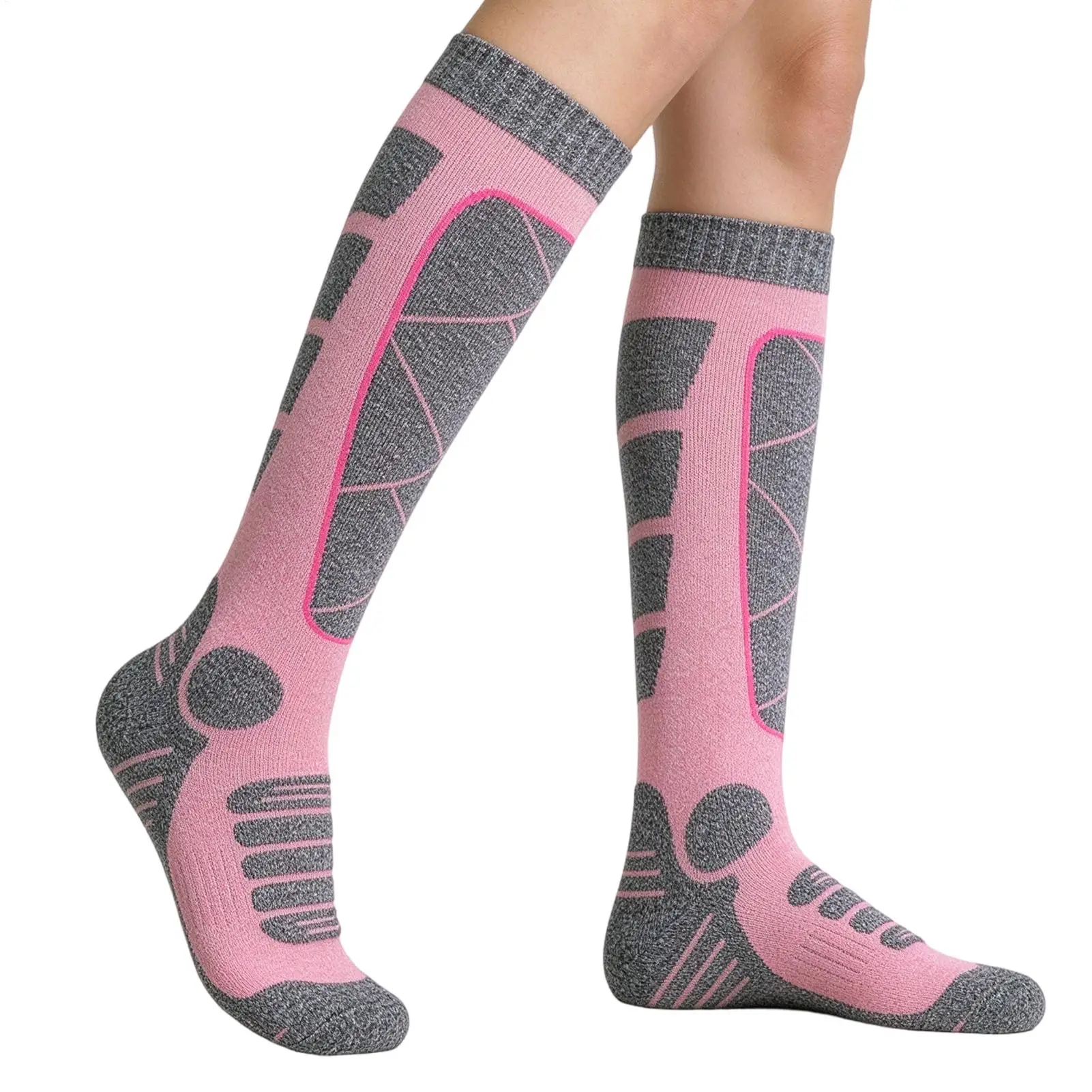 1 Pair  Ski Socks Anti-slip Thermal Compression Socks Moisture-wicking Breathable Knee High Socks for Cold Weather Warm
