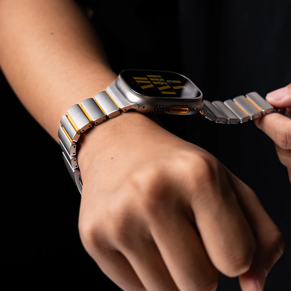 Pulseira de titânio luxuosa + capa para apple watch band ultra 3 2 49mm pulseira de metal para iwatch série 11 10 46mm 9 8 7 6 se3 45mm 44mm