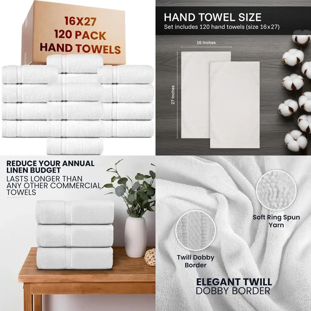 Полотенца для рук Belem Luxury 16x27 оптом — 120 упаковок (16x27) белого цвета — ультрамягкие, очень впитывающие полотенца из 100% хлопка — быстросохнущие, Dura