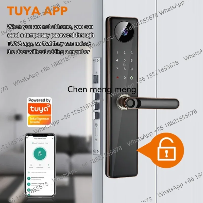 Smart WiFi App-Controlled Lock 3D Face Recognition Automatic for Wood Brass Stainless Steel Zinc Alloy-Cloud Connectivity