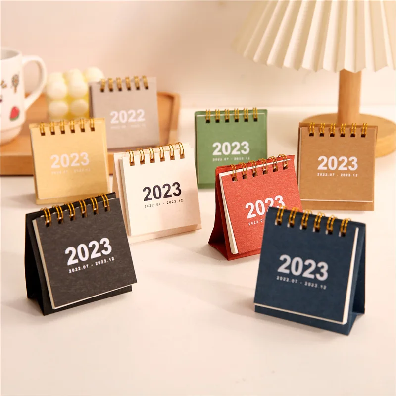 

2022 2023 Retro Simple Solid Color Mini Desk Calendar Standing Desk Calendar Thick Paper Office Calendar For Organizing Planning