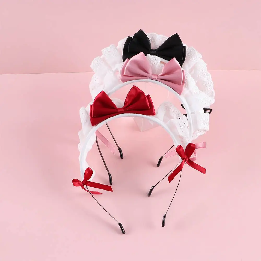 Hairpin Ladies Sweet Lace Maid Cosplay Props Headdress Wash Face Lolita Hair Band Bow Women Accessories Korea Style Headband