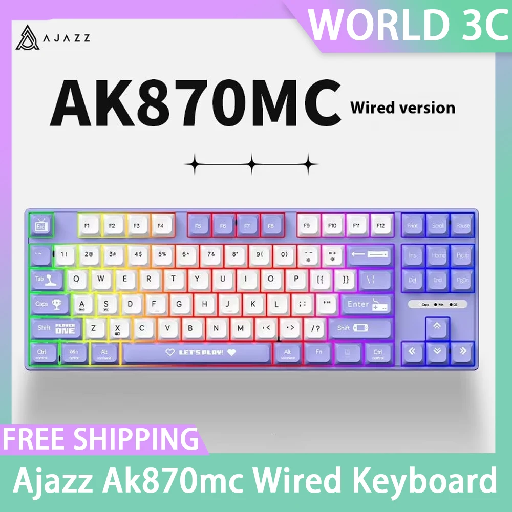 Ajazz Ak870mc Wired Mechanical Keyboard 87key Hot Swap Rgb Customization Keyboard For Win/Xp/Mac Computer Accessories