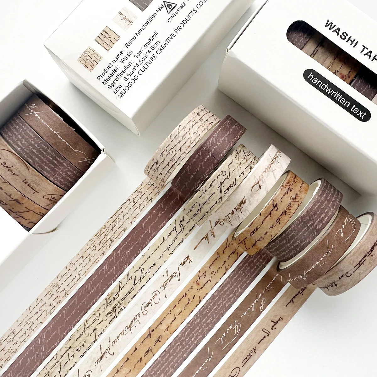 8 Rolls/Box Retro-Themed Washi Tape, Various Flowers, Plaid Patterns, Handmade DIY Scrapbook Decoration Materials