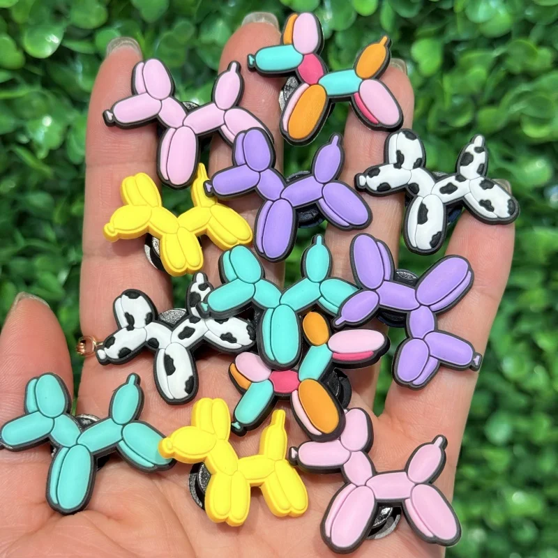 12pcs Balloon Dog Cartoon Shoe Buckle Accessories PVC Shoes Charms Clogs Pins Decor Kids Woman Party Gift