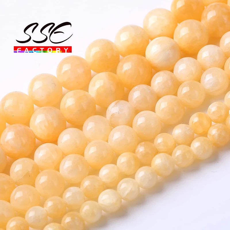 Natural Yellow Cloud Jades Beads Energy Crystal Healing Power Stone Beads For Jewelry Making DIY Bracelets 4 6 8 10 12 14mm 15