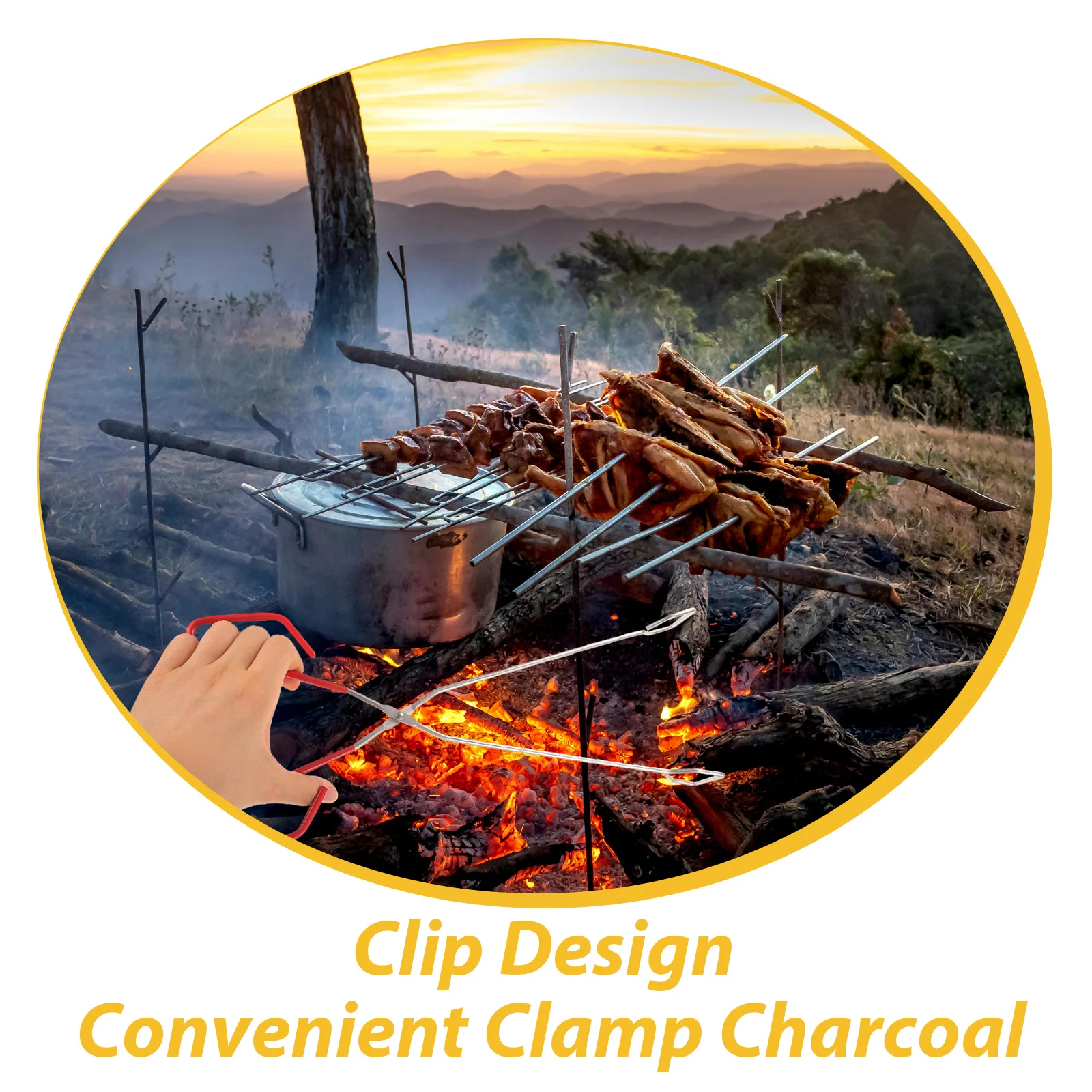 

1pcs Long Grilling Tongs Heavy Duty Charcoal Clamp For Bbq Camping Fireplace Outdoor Use Extra Long Fire Tongs
