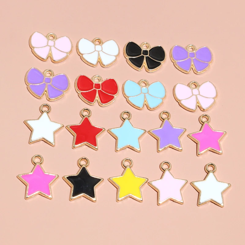 50 Stück Bogen Schmetterling Star Charms Anhänger Emaille Metall für Ohrringe Halskette Armband DIY Schmuck Herstellung Zubehör Ergebnisse