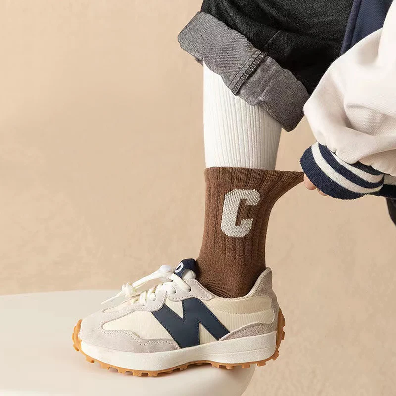 5 أزواج من جوارب الكاحل للخريف والشتاء للأولاد، جوارب أبجدية بسيطة وعصرية ومتعددة الاستخدامات، ناعمة ومريحة ودافئة