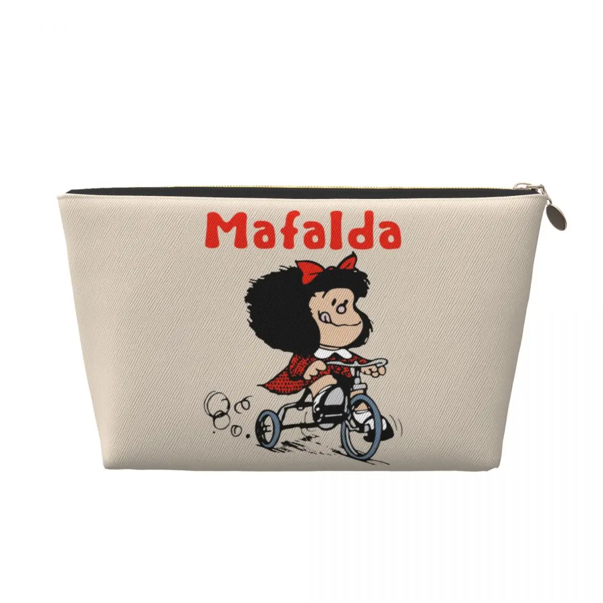 

Custom Mafaldas Bicycle 3 Wheels Travel Toiletry Bag Women Quino Manga Cartoon Makeup Cosmetic Organizer Beauty Storage Dopp Kit