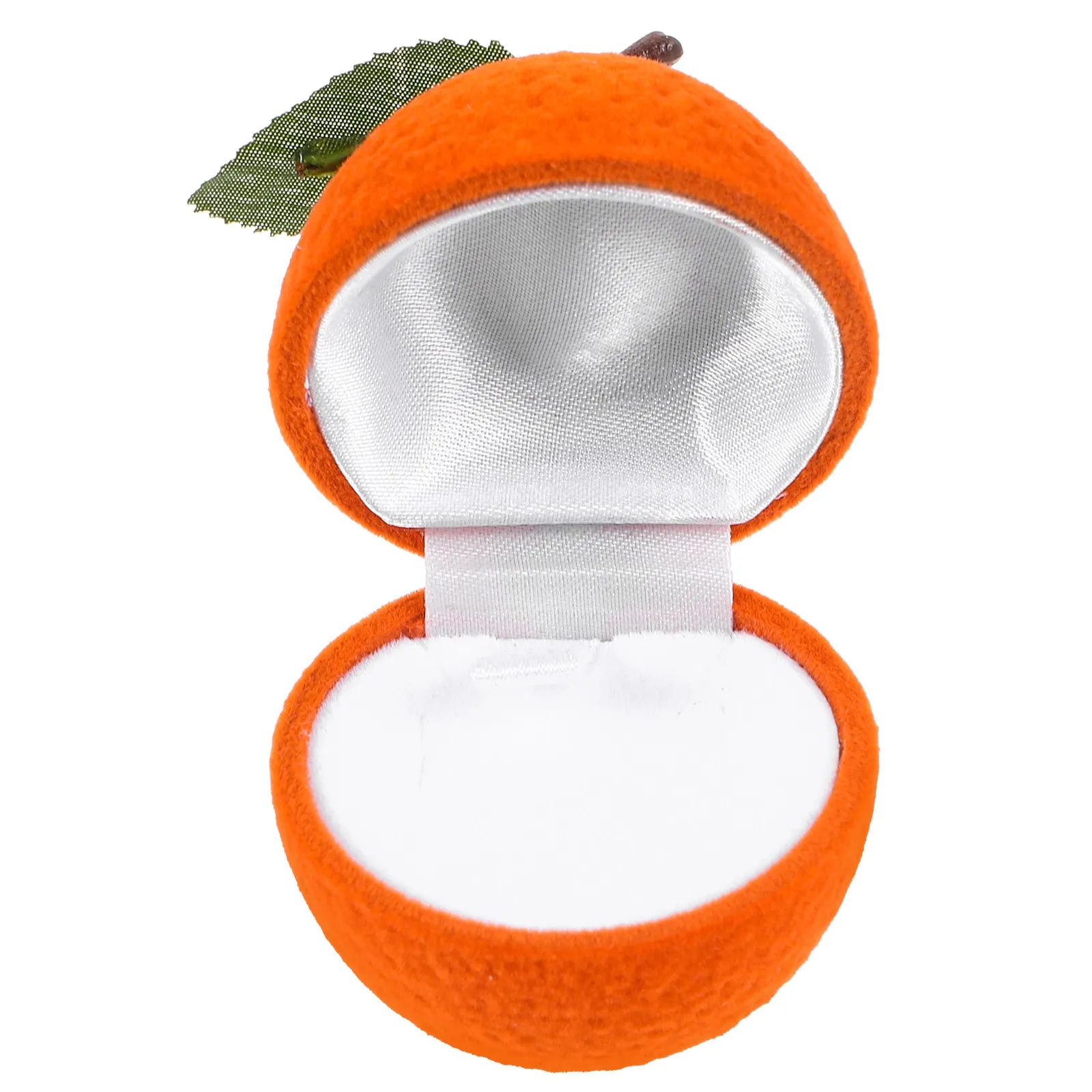 

Orange Shape Ring Box Plastic Jewelry Storage Case for Wedding Engagement Rings Organizer Compact Decorative Gift