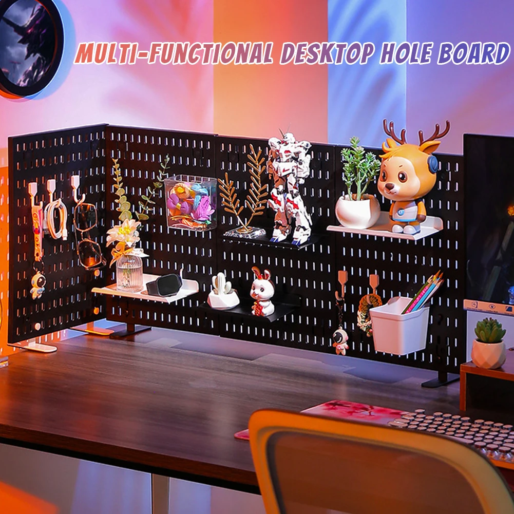 Pegboard Wall Panel Wall-Mounted Peg Board Storage Rack for Study Room Living Room Gaming Room