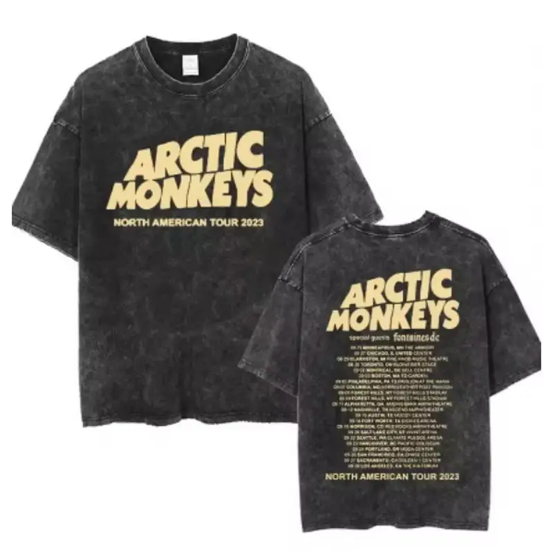 Y2K Hip-Hop Streetwear Kurzarm-T-Shirt, Retro Arctic Monkeys Rock-Album Grafik Vintage Oversized Shirt für Herren – Detail 3