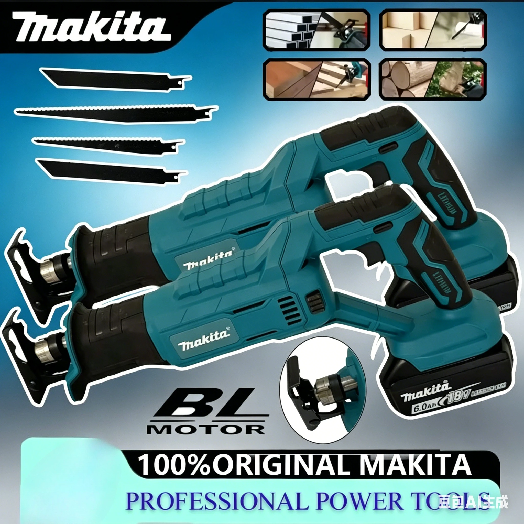 

Makita Multifunctional Household Small Electric Saw High-Power Brushless Reciprocating Saw Handheld Portable Cutting Saw Tool