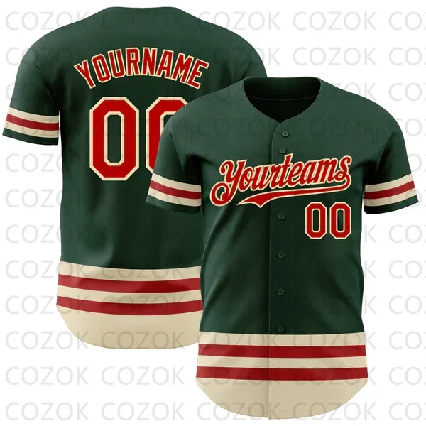 

Custom Dark Green Line Baseball Jersey Men and Women Shirt 3D Printed Shirt Team Shirts Hip Hop Unisex Tops