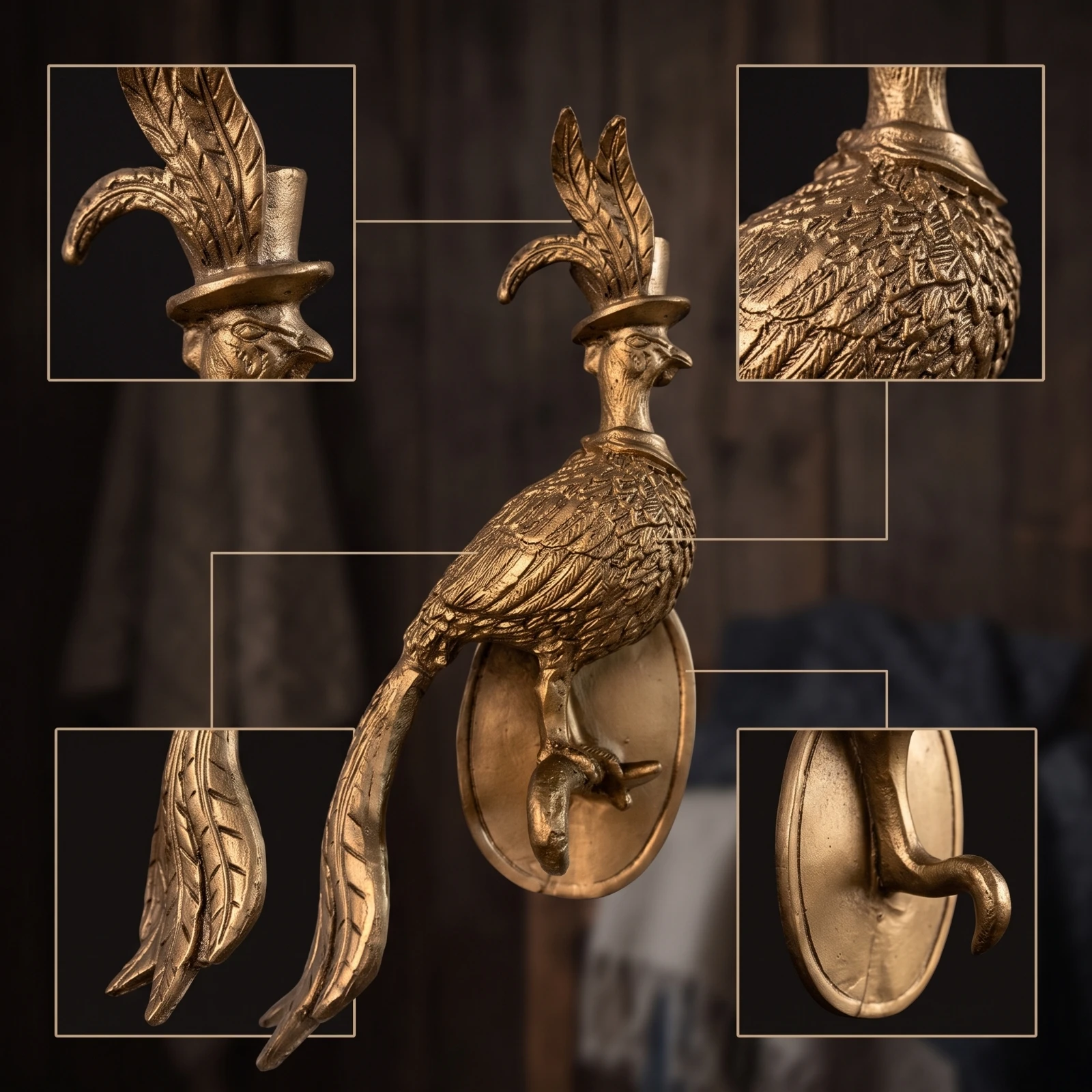 Bird Wall Hook Antique Bronze Bird Coat Hook Vintage-Inspired Sculpted for Entryway, Bedroom
